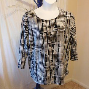 JM Collection, Pullover Top, 2X Black / White EUC